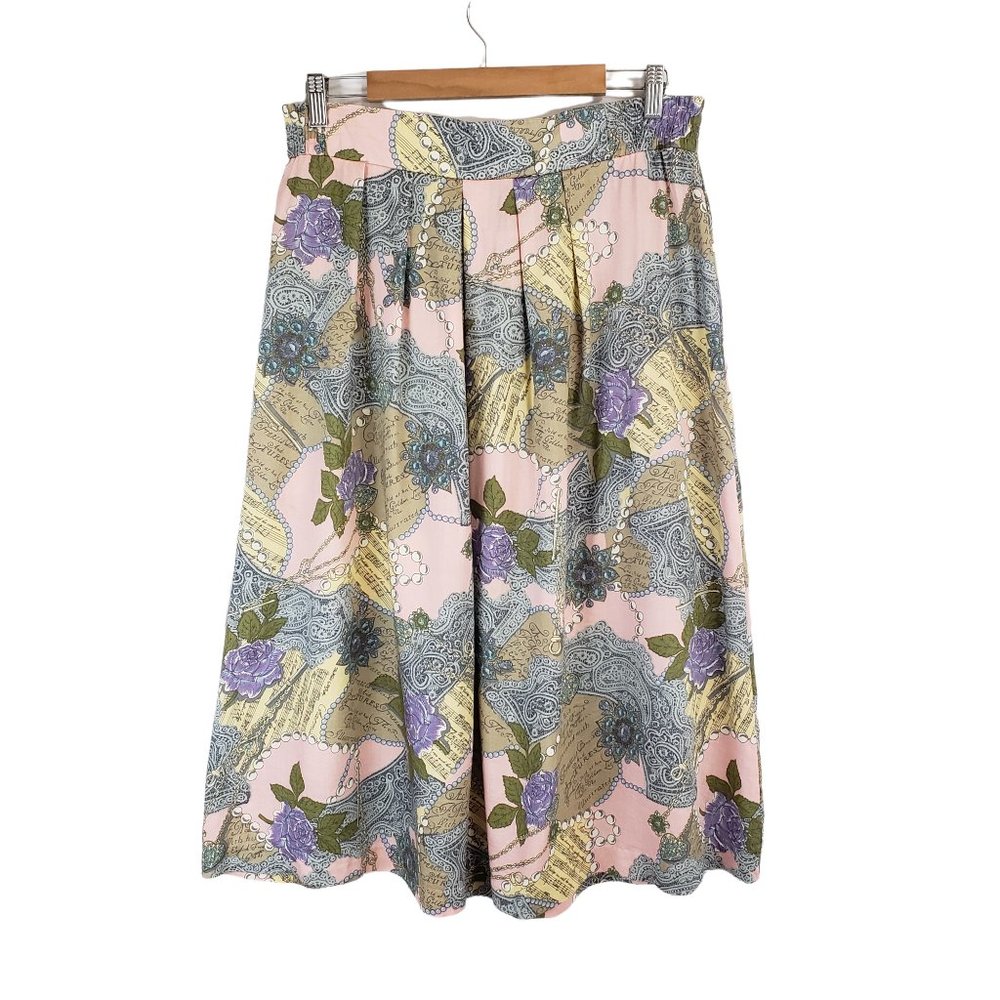 Vintage Panther Pink Printed A-line Skirt Size 16